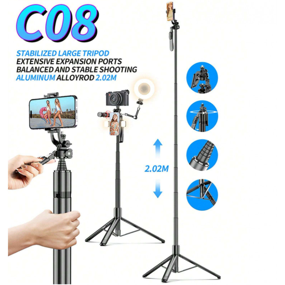 Monopod Tripod | 2.02m | Button Bluetooth | C08