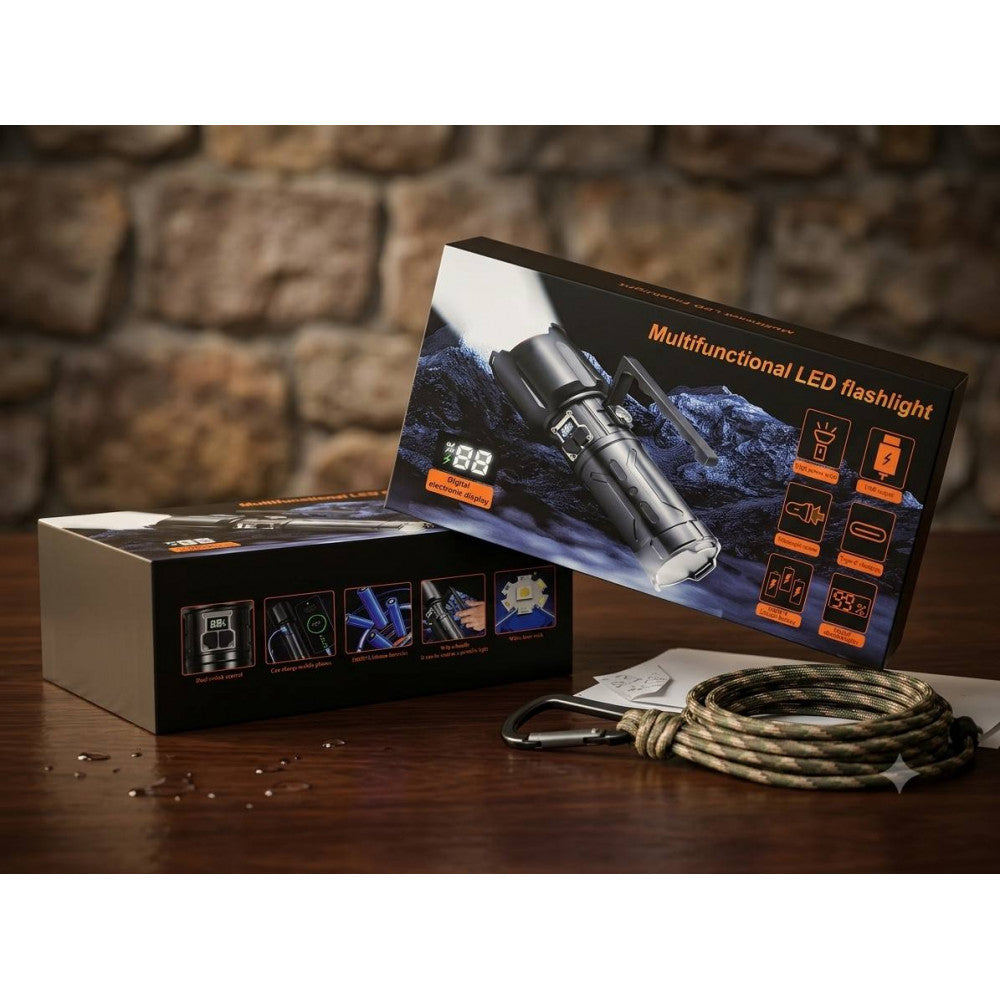 Фонарь ручной аккумуляторный с индикатором заряда, Zoom, USB - C, Power Bank — SY-2406