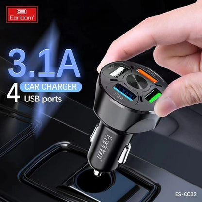 Fm Modulator MP3 | Car Charger | 3.1A | 4U — Earldom ES-CC32