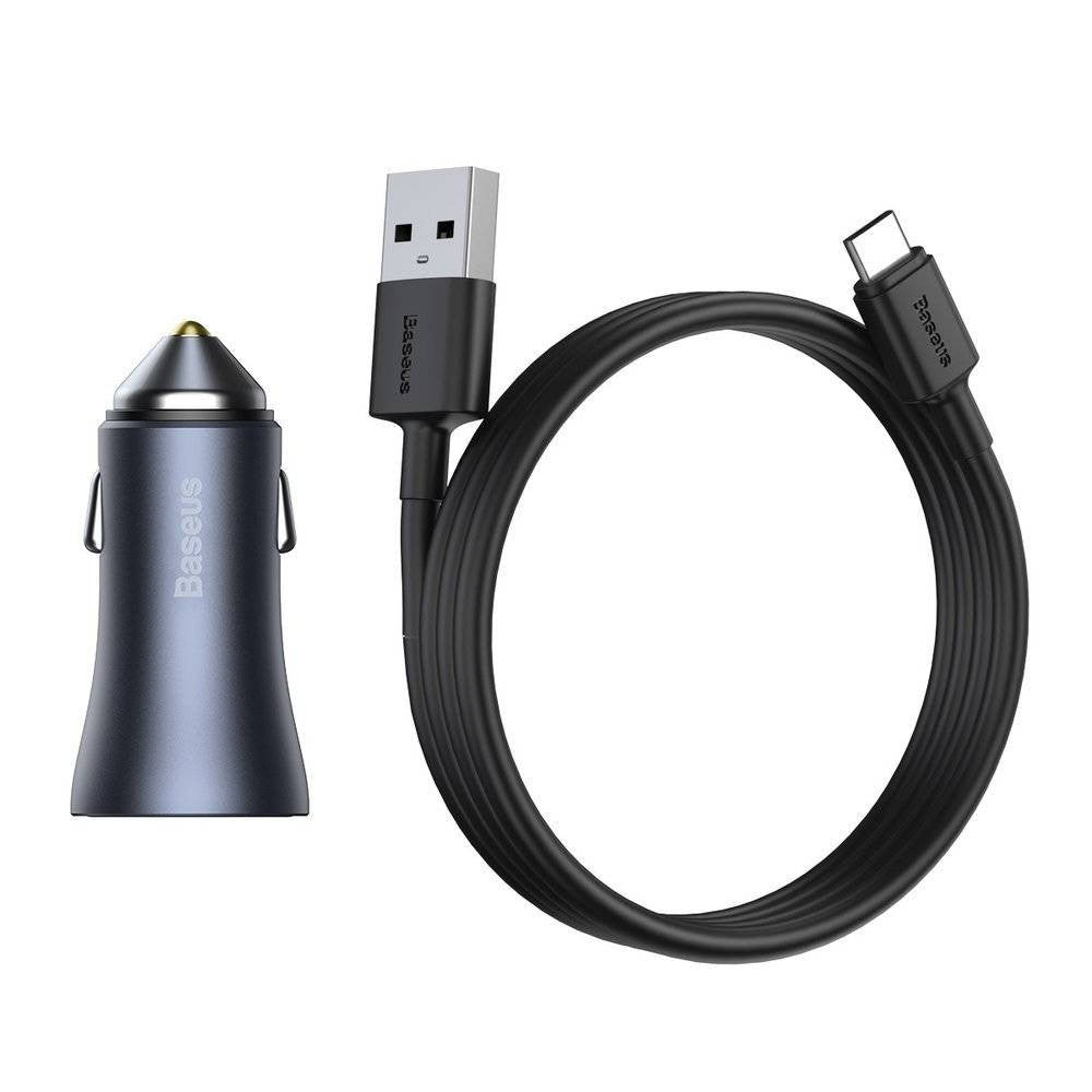 Car Charger 40W 1U 1C USB C Cable (1m) Baseus (TZCCJD-0G) Golden Contactor Pro Quick Charger Dark Gray — TZCCJD-0G Dark Gray