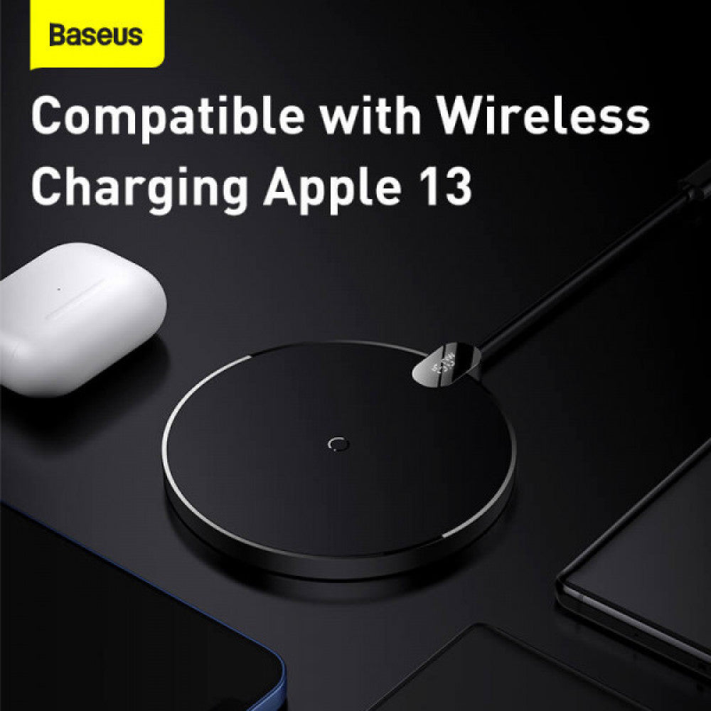 Wireless Charger 15W Baseus (CCED000001) Digital LED Display Gen 2 Black — CCED000001 Black