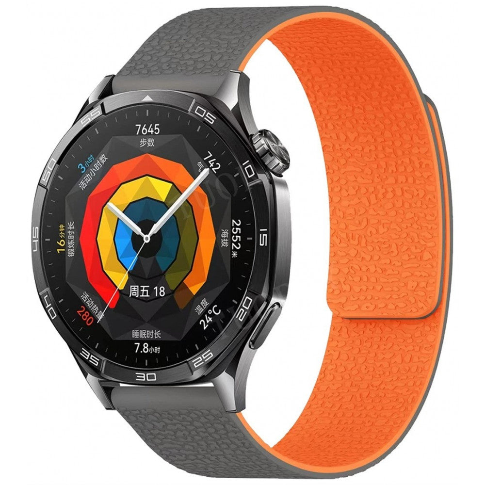 Ремінець Pebbled Magnetic Strap Універсальний 20 mm — Gray&Orange