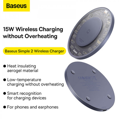 Magnetic Wireless Charger 15W — Baseus (CCJJ05) Simple Series 2 — CCJJ050001 Black