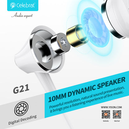 Навушники з мікрофоном 3.5mm  Celebrat G21 — Black