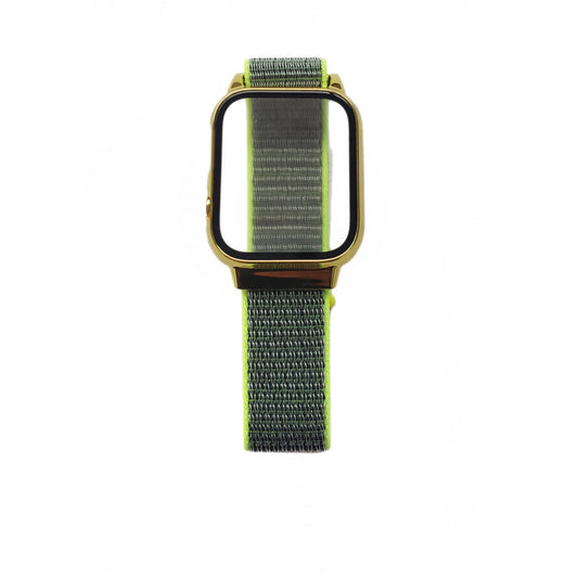 Ремінець Nylon with protective case Apple Watch 42 mm 44 mm 45 mm 49 mm — Green & Yellow