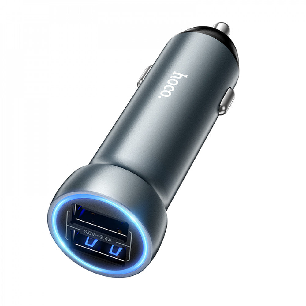 Car Charger 3.4A 2U Hoco Z54 — Metal Grey