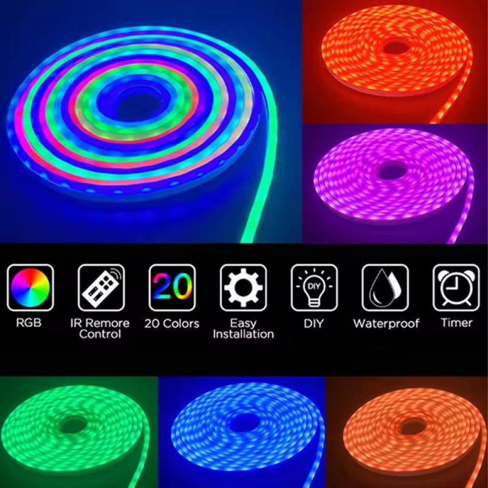 LED лента RGB Neon Rope 5м c пультом IP67