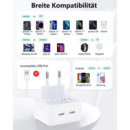 Зарядний пристрій Home Charger 35W 2PD USB C to Lightning Cable (1m) для девайсів Apple MHJ83ZM/A