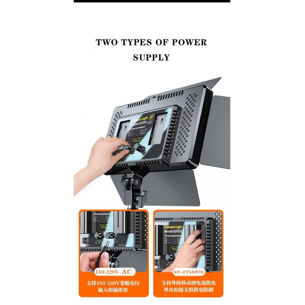 Лампа відеосвітло LED E900 with display 30x17 cm 896 Lights 3000K-6500K Remote (від мережі, акб в комплекті не йдуть)