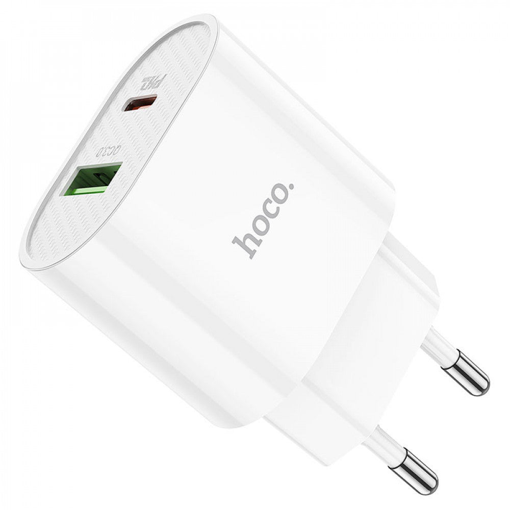 Home Charger | 20W | PD | QC3.0 | C to Lightning Cable (1m) — Hoco C95A — White