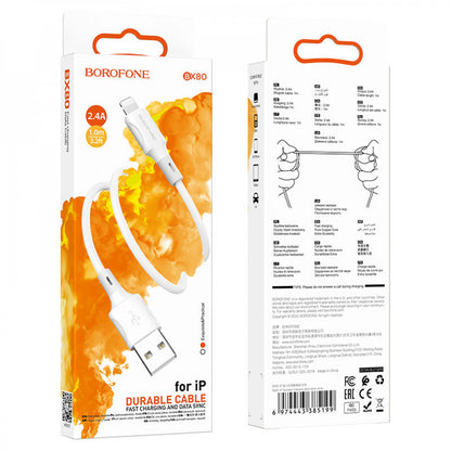 Кабель Lightning 2.4A (1m) Borofone BX80 — White