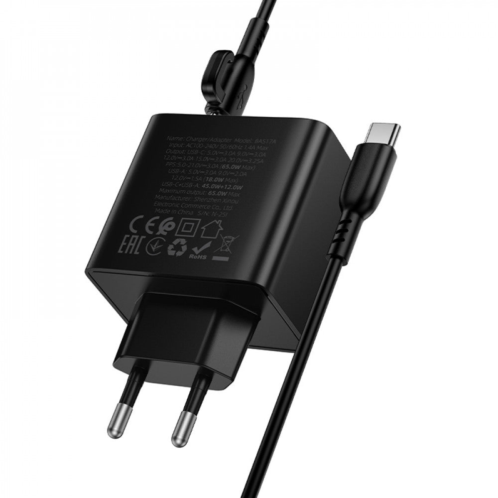 Home Charger 65W PD QC3.0 C to C Cable (1m) Borofone BAS17A