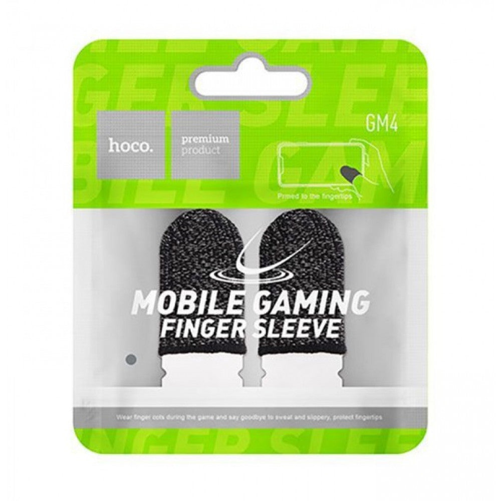 Hoco GM4 Phantom Superconducting fiber mobile game finger cots(silver Fiber) — Black & Silver