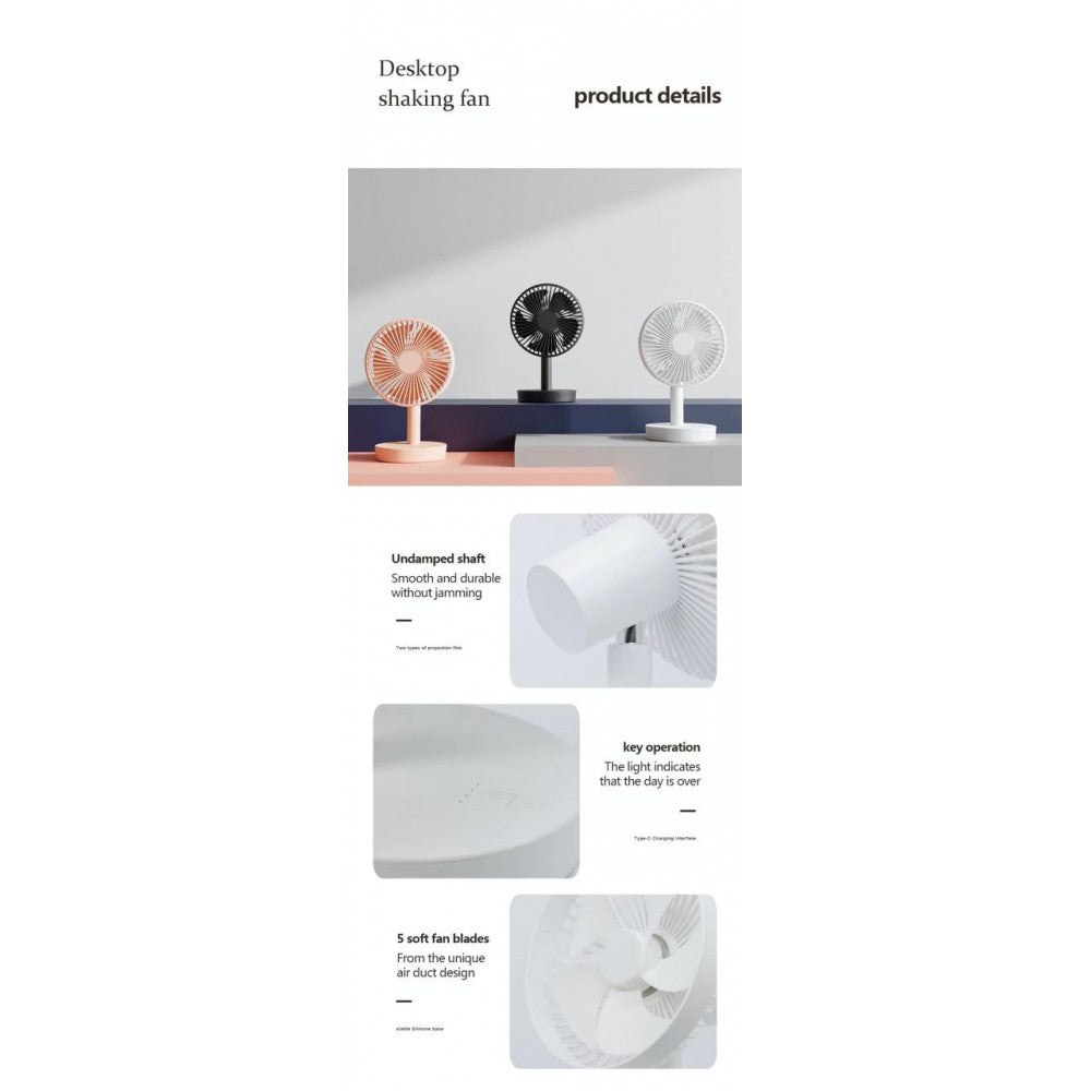 Портативный мини вентилятор WT-F52 White - 4000 mAh