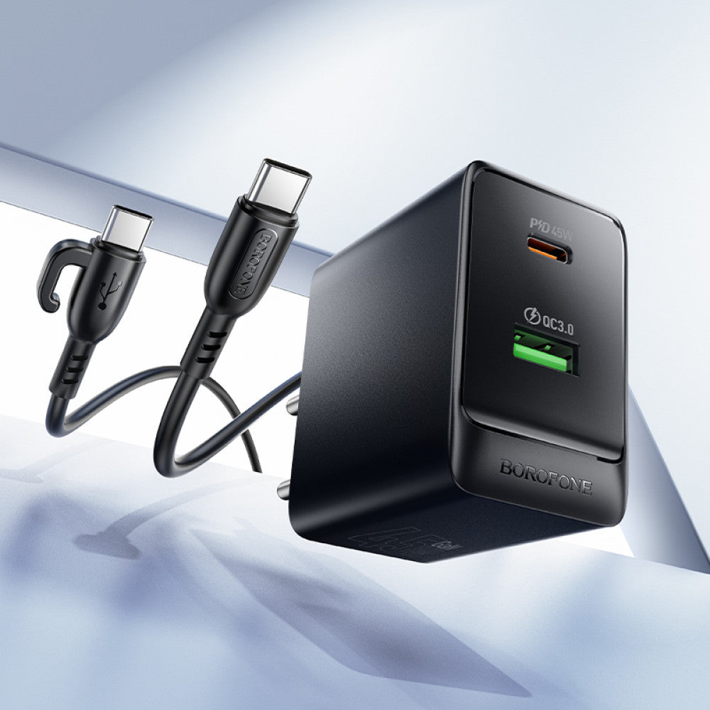 Home Charger 45W PD QC3.0 C to C Cable (1m) Borofone BAS16A