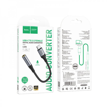 Adapter USB C To 3.5mm Hoco LS36 — Black