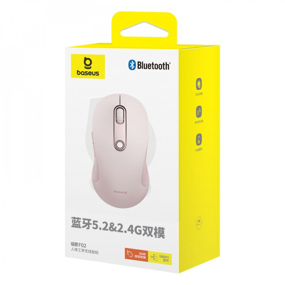 Wireless Mouse — Baseus (B01055505) F02 — B01055505411-01 Pink