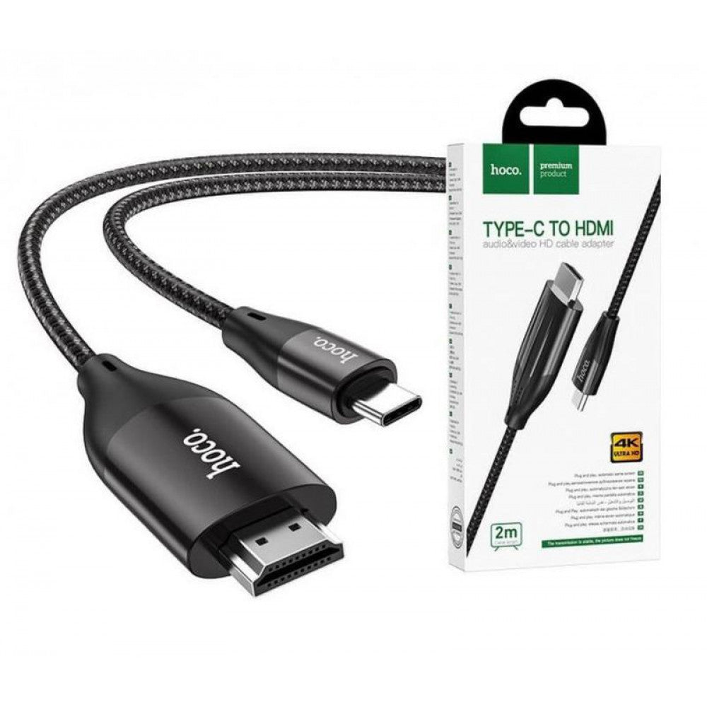 USB C to HDMI Cable (2m) — Hoco UA16 HD on screen — Metal gray
