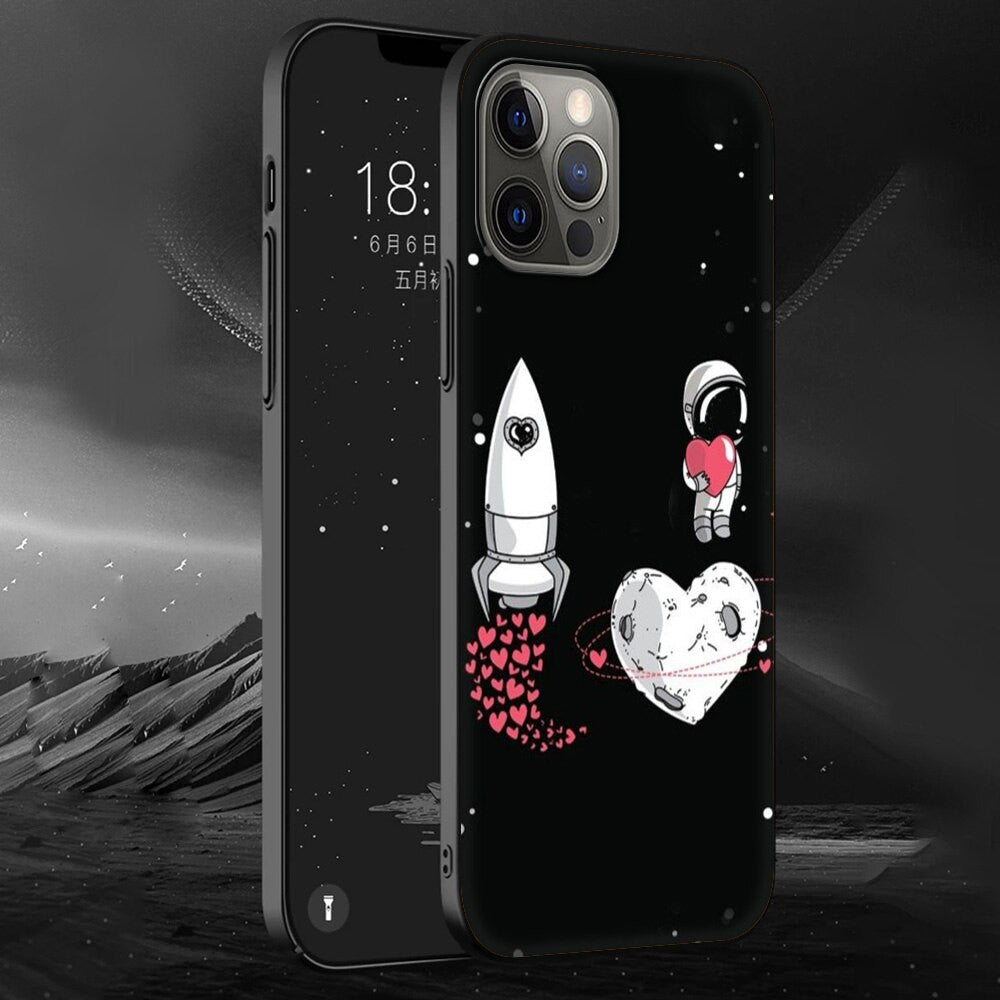Cartoon Cosmonaut Fundas Heart TPU Case  iPhone 13 Pro Max 6.7