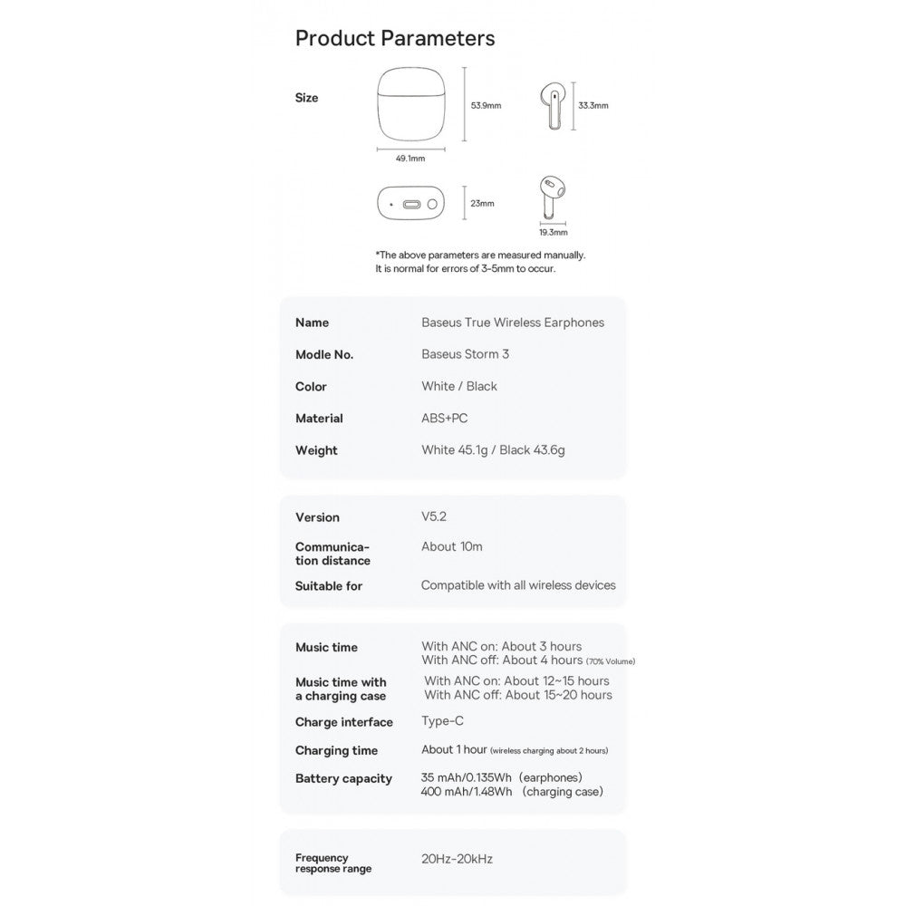 Bluetooth гарнітура TWS Baseus (NGTW1401) Storm 3