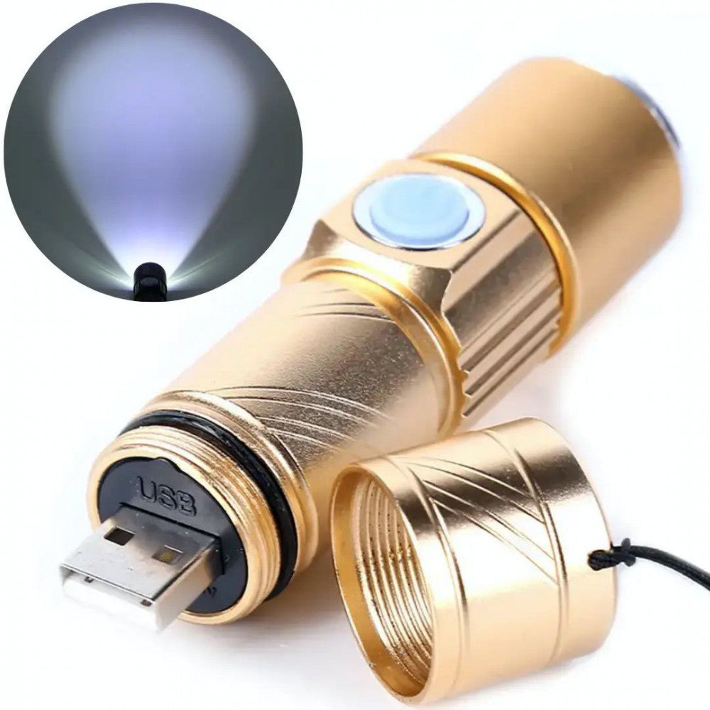 Ручной аккумуляторный карманный фонарик с USB и ZOOM SY - 501  — Black