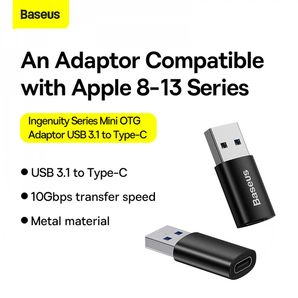 Adapter USB A To USB C — Baseus ZJJQ0001 — ZJJQ000101 Black