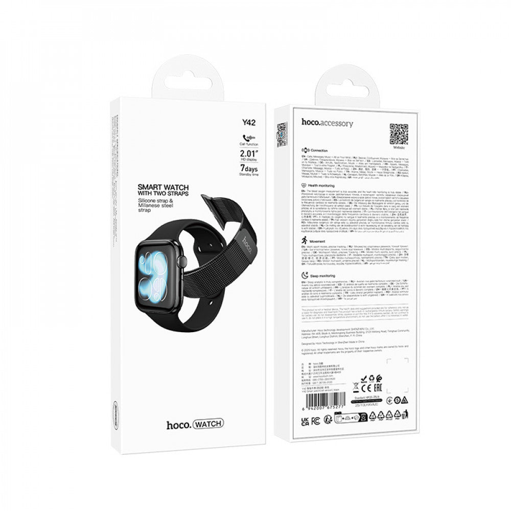 Smart Sports Watch (Call Version) Hoco Y42 — Silver