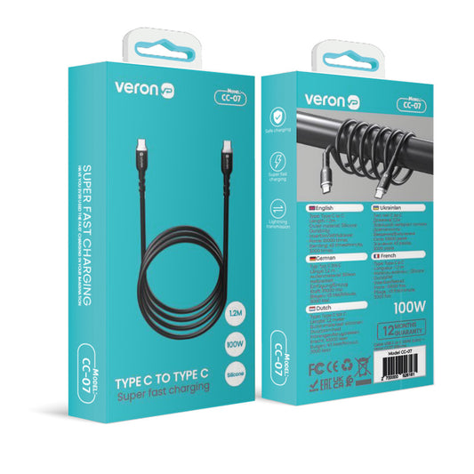 Кабель USB C to C 100W PD (1.2m) Veron CC07 Silicon