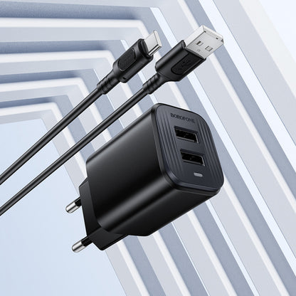Home Charger 2.1A 2U USB C Cable (1m) Borofone BAS81A — Black