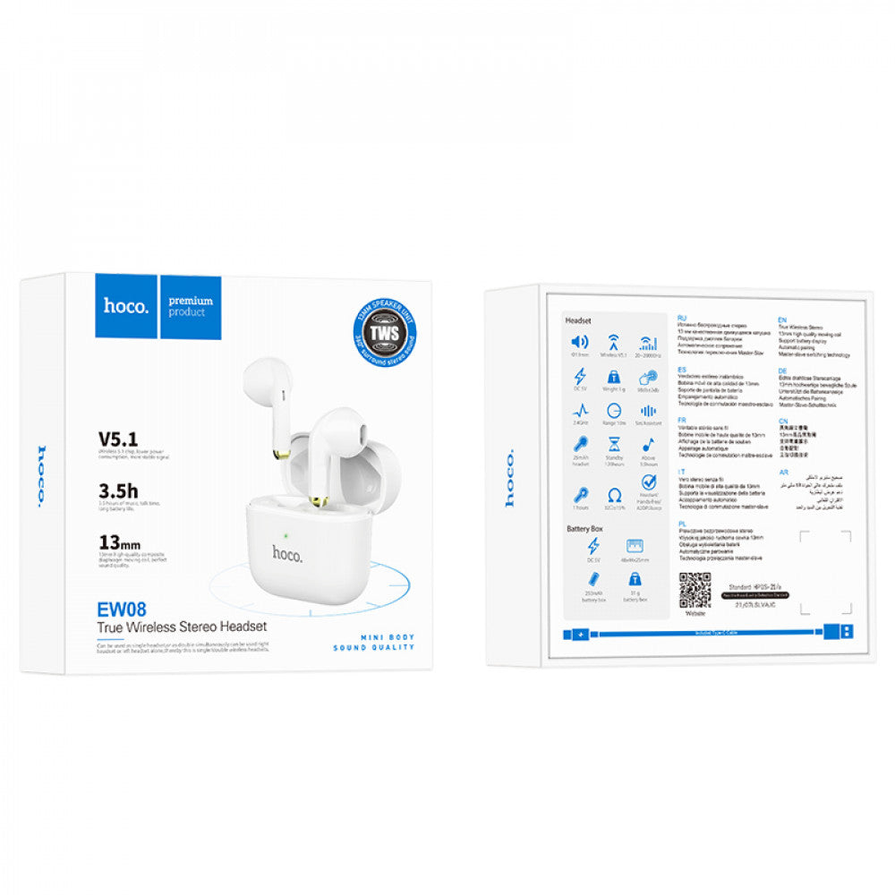 Bluetooth гарнітура TWS Hoco EW08 Studious — White