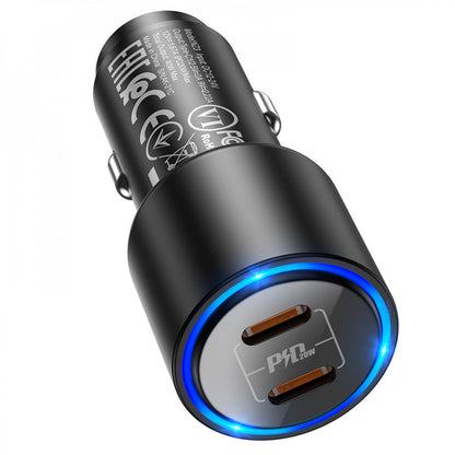 Car Charger | 40W | PD | 2 USB-C |  — Hoco NZ3 — Black