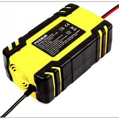 Зарядний пристрій для автомобільного акумулятора Foxsur FBC122408D 12 В 8 А-24 В 4 A Yellow , імпульсний автоматичний