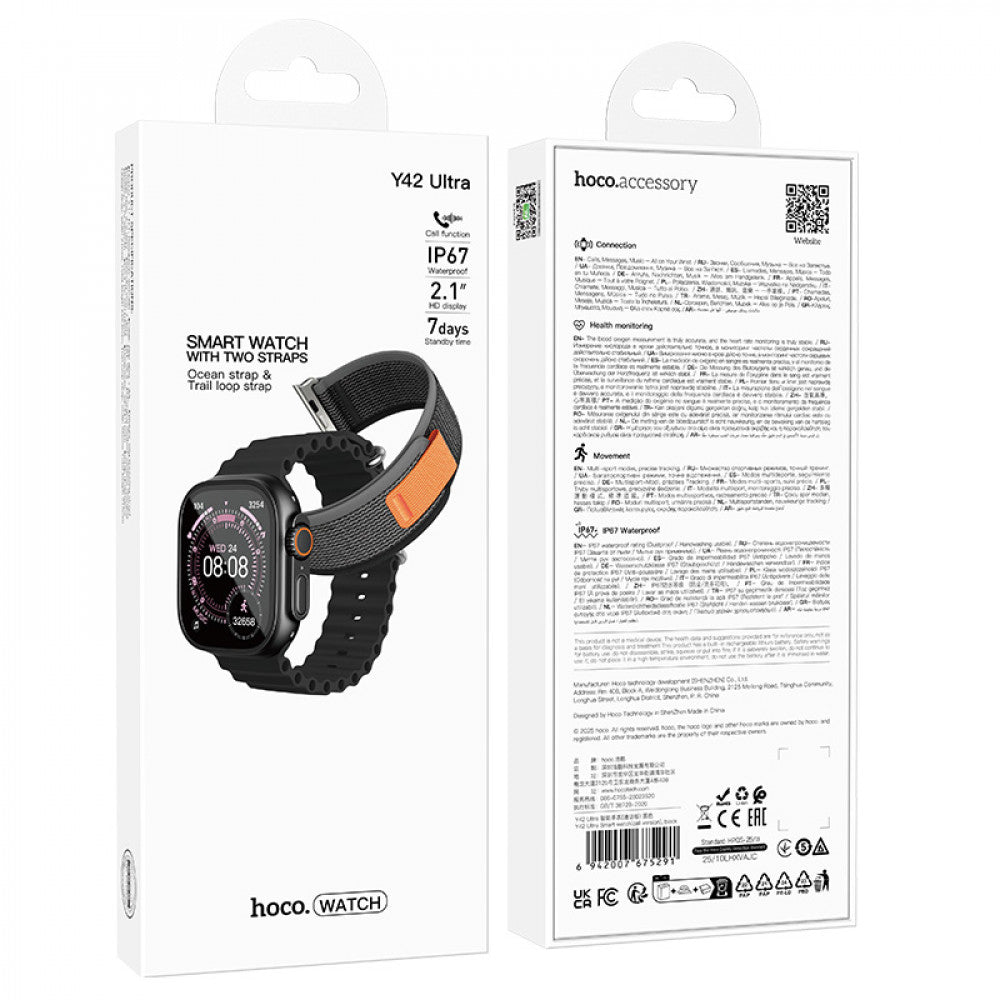 Smart Sports Watch (Call Version) Hoco Y42 Ultra  — Titanium gold