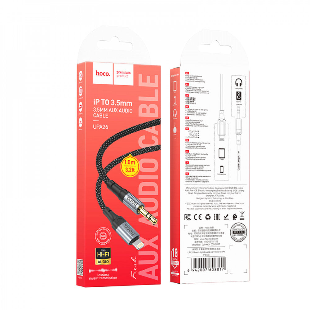 Cable Aux to Lightning — Hoco UPA26 — Black