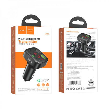 FM Transmitter MP3 | Car Charger | 3.1A | QC3.0 1U - Hoco E59