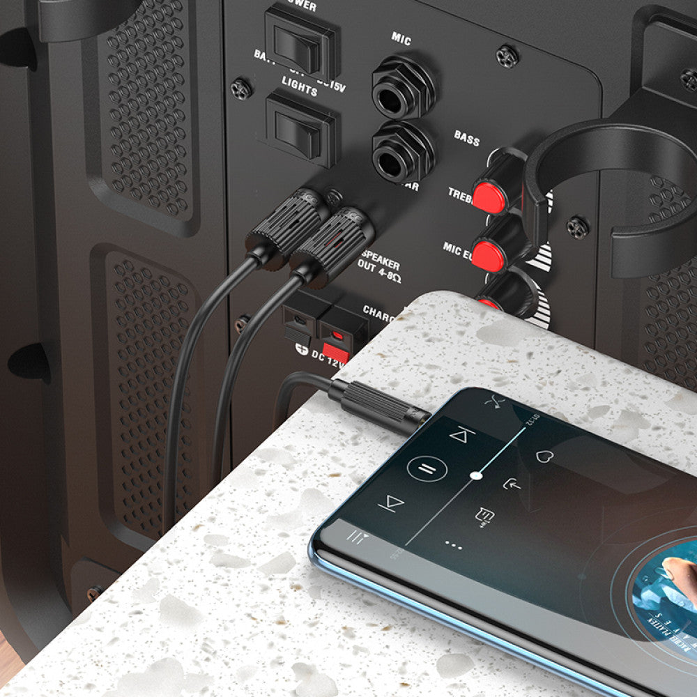 Cable Aux to 2 RCA (1m) Hoco UPA28 — Black