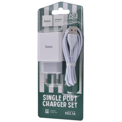 Home Charger | 2.1A | 1U | USB C Cable (1m) - Hoco C81A - White