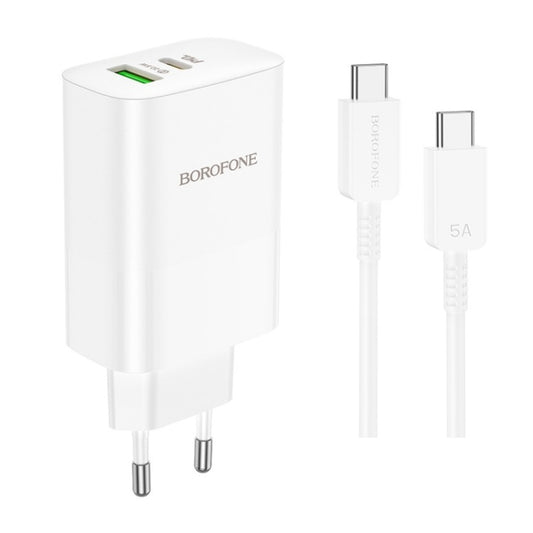 Home Charger 65W PD QC3.0 C to C Cable (1m) Borofone BN10 — White