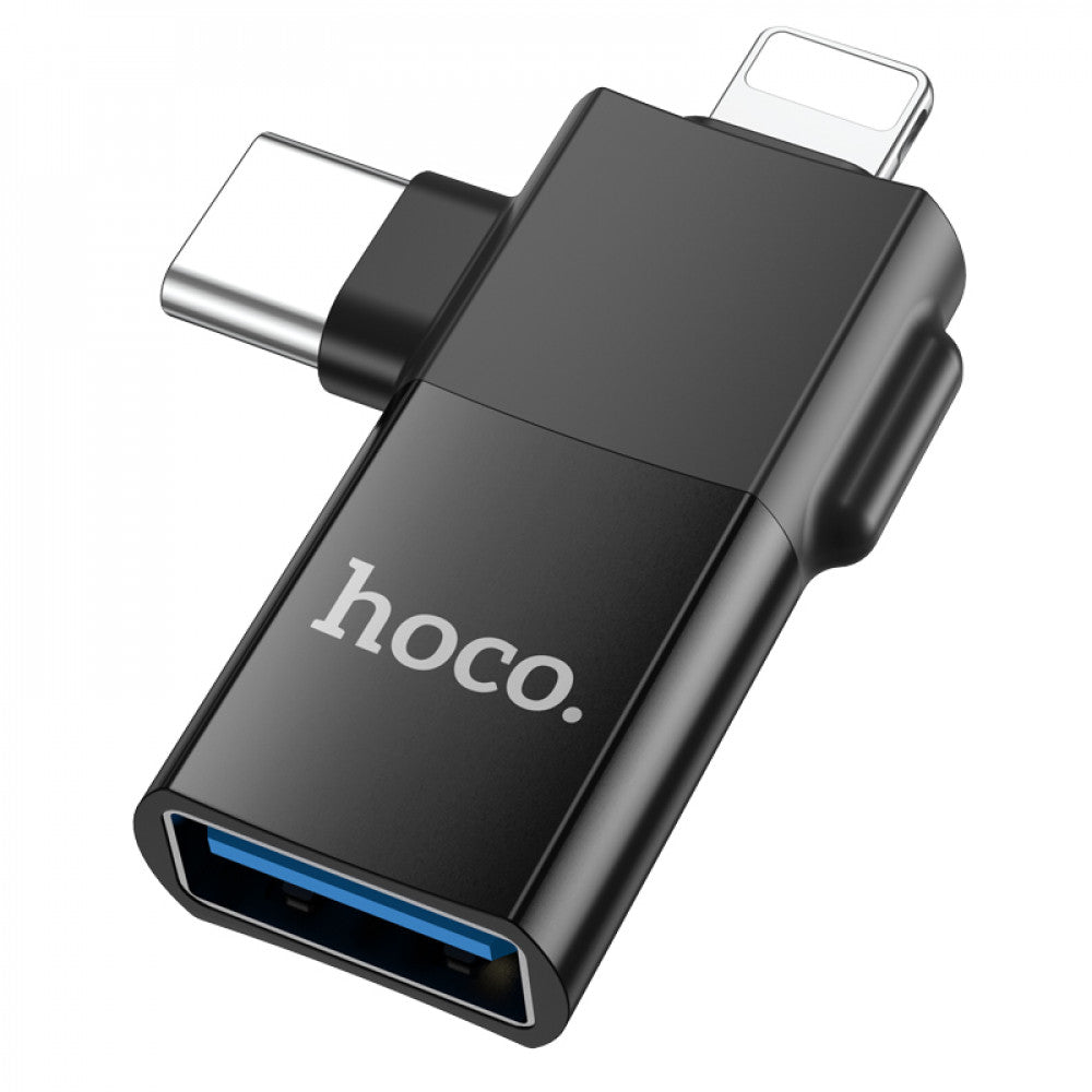 Adapter Lightning/UCB C To USB 2.0 Hoco UA17 — Black