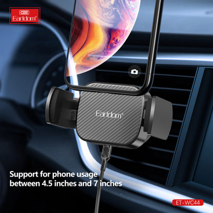 Автотримач розсувний на повітропровід з бездротовою зарядкою 15W — Earldom ET-WC44