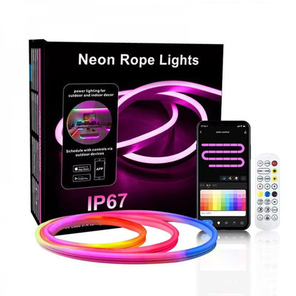 LED лента RGB Neon Rope 10м c пультом IP67