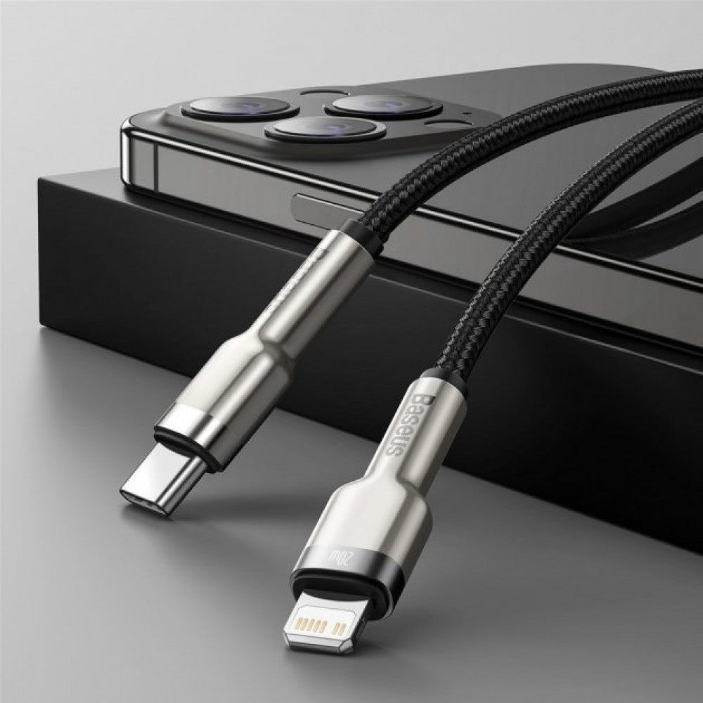 Кабель USB C to Lightning 20W (0.25m) Baseus (CATLJK-01) Cafule Series Metal — CATLJK-01 Black