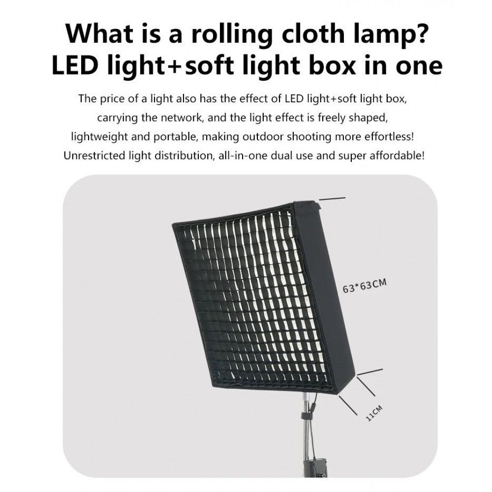 Гнучкий світлодіодний відеосвітло ZSYB JB-200X 200W 3200K-5600K з керуванням через додаток 63 см