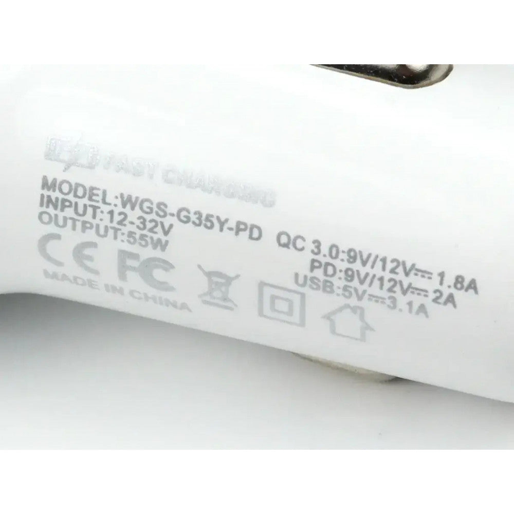 Car Charger 55W 2U 1C WGS-G35Y-PD Quick Charger