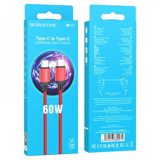 Кабель USB C to C 60W (1m) Borofone BX87 (unpackaged) - Black