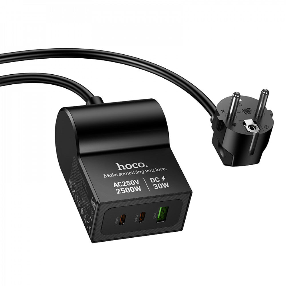 Мережевий фільтр 2500W 1U | 1P | 2C 30W | 1.5m — Hoco AC33