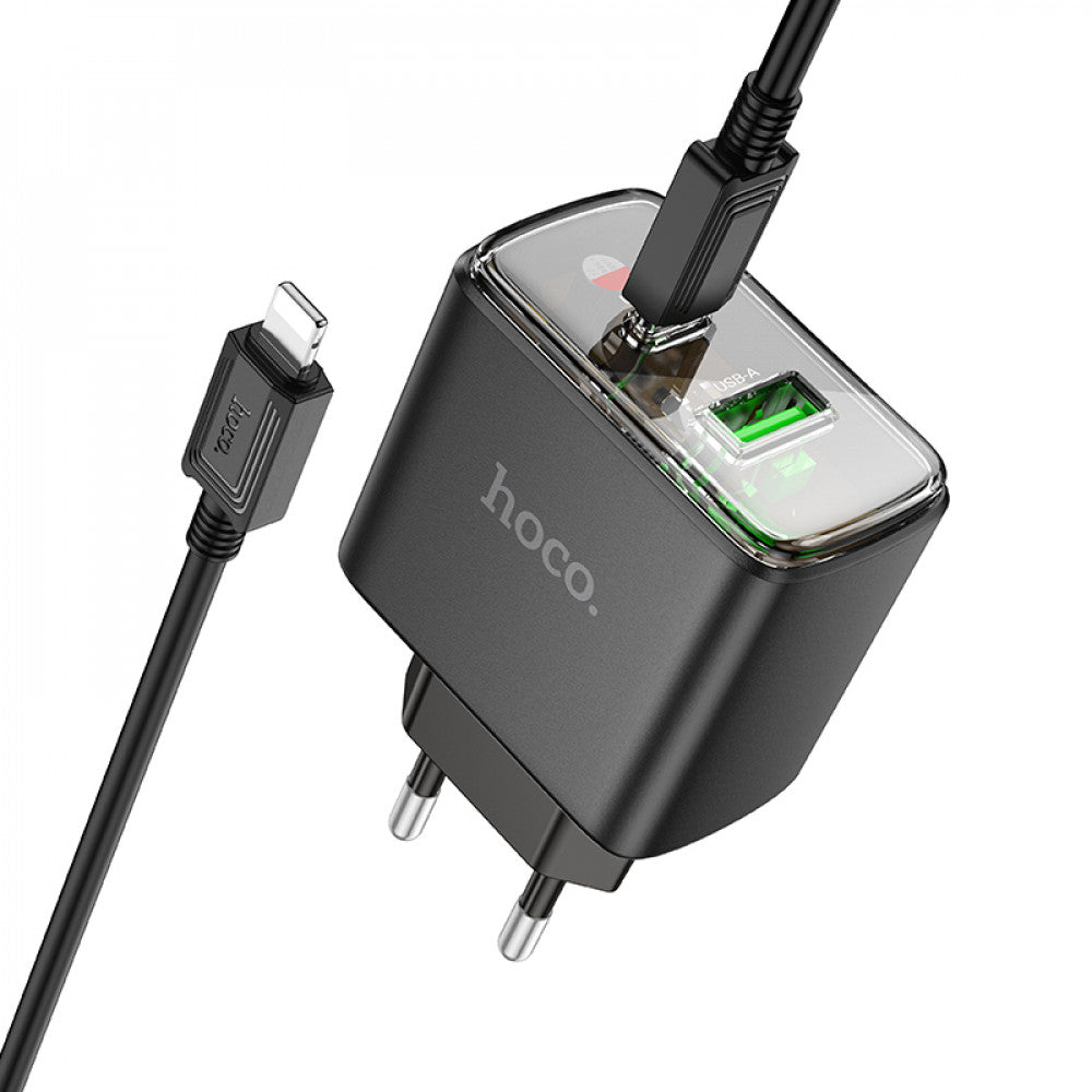 Home Charger | 30W | PD | QC3.0 | C to Lightning Cable (1m) — Hoco CS42A  — Black