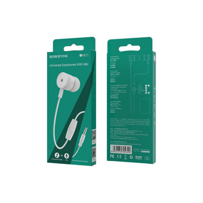 Навушники з мікрофоном 3.5mm - Borofone BM31 Mysterious - White
