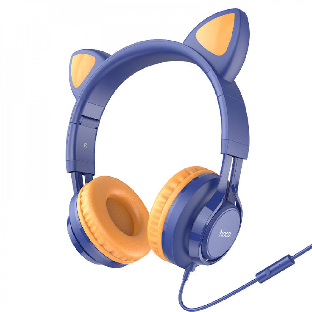 Повнорозмірні навушники 3.5mm Hoco W36 Cat ear — Midnight Blue