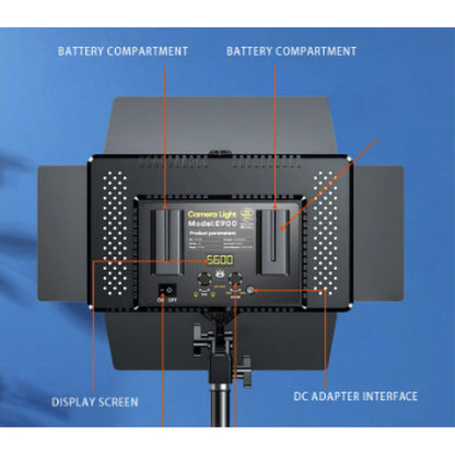 Лампа відеосвітло LED E900 with display 30x17 cm 896 Lights 3000K-6500K Remote (від мережі, акб в комплекті не йдуть)